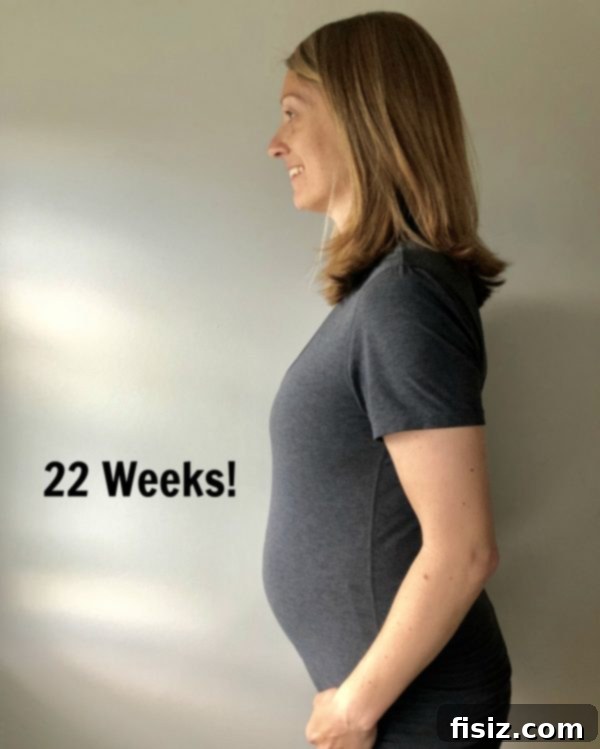 Mid-Pregnancy Check-in: Weeks 19-22 9 Maternity bump at 22 weeks, with a focus on comfortable and stylish pregnancy wear.