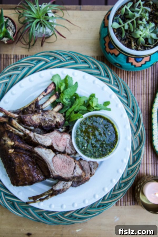 Grilled Rack of Lamb with Mint Chimichurri