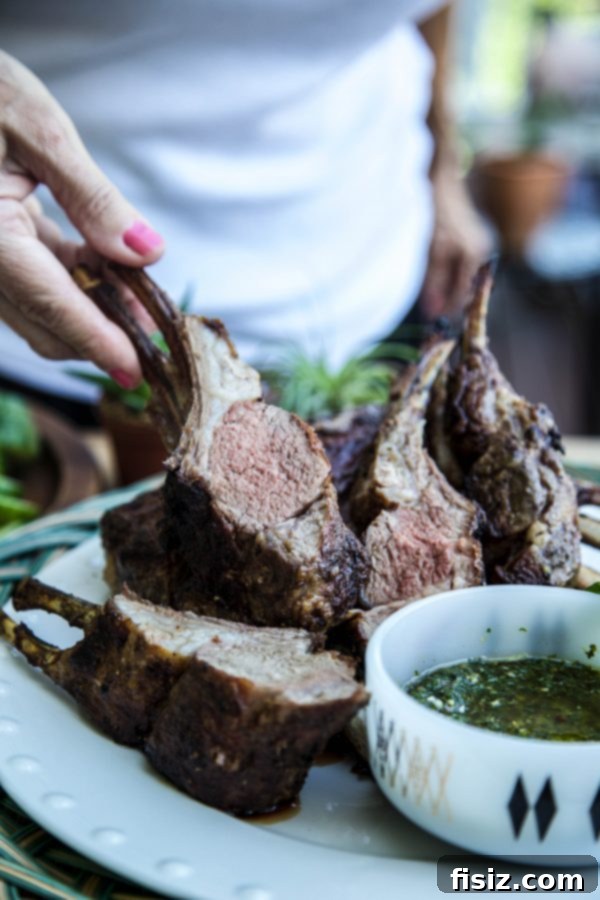 Grilled Rack of Lamb with Mint Chimichurri