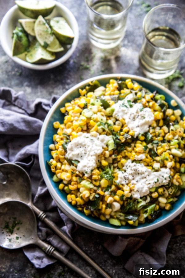Smoky Corn & Creamy Burrata Poblano Salad 3 Grilled Corn Burrata and Poblano Salad with Fresh Ingredients
