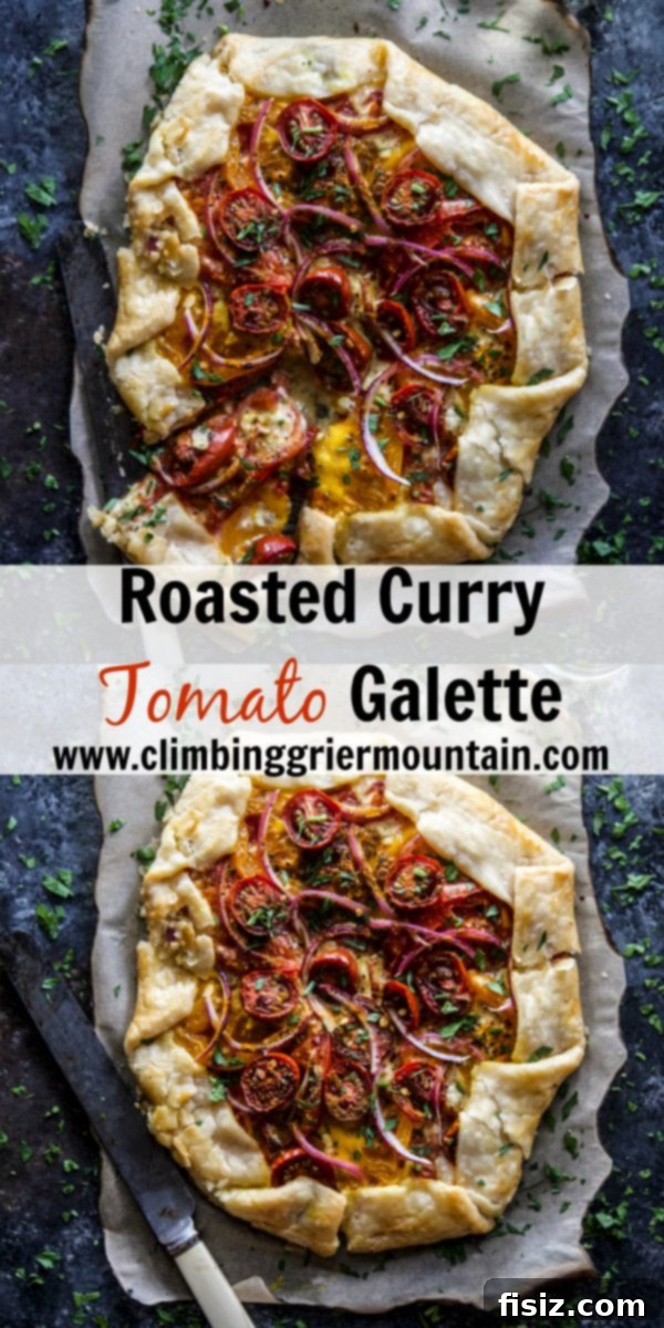 Savory Curried Tomato Tart 8 A beautifully baked Roasted Curry Tomato Galette with a perfect golden crust, ready to be served