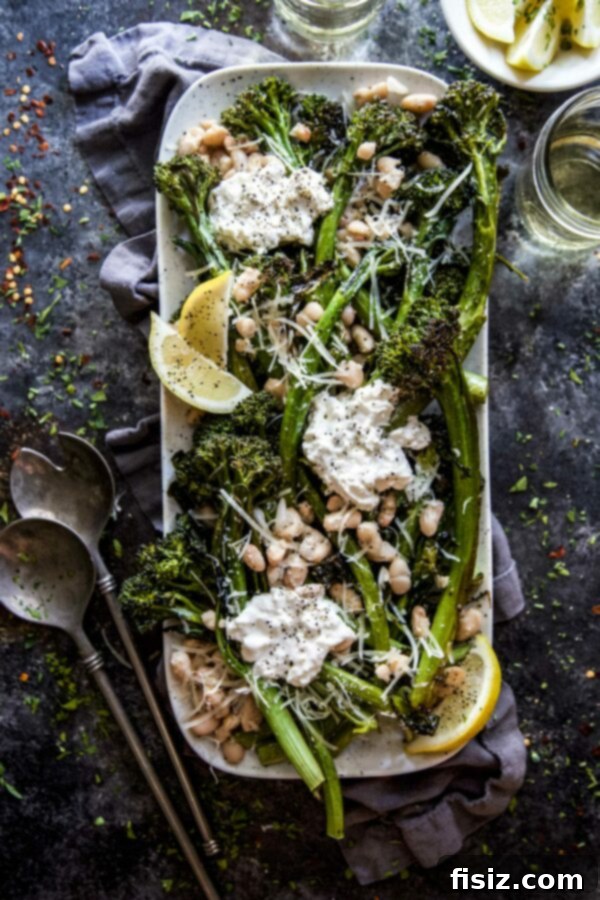 Burrata-Topped Cacio e Pepe Broccolini 2 Freshly prepared Cacio e Pepe Broccolini with creamy Burrata cheese