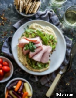 Spiced Avocado and Ham Loaded Hummus 7 Hummus with Spiced Avocado & Ham final dish