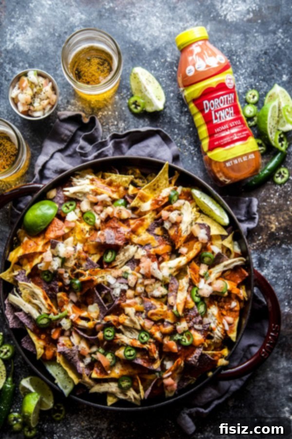 Dorothy Lynch Chicken Enchilada Nachos 7 Ready-to-eat Dorothy Lynch Chicken Enchilada Nachos with garnishes