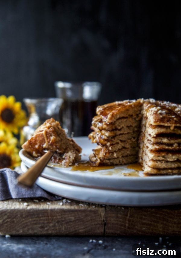 Banana Coconut Blender Pancakes & Peanut Butter Maple Drizzle 5 Banana Coconut Blender Pancakes