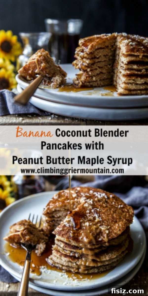 Banana Coconut Blender Pancakes & Peanut Butter Maple Drizzle 7 Banana Coconut Blender Pancakes