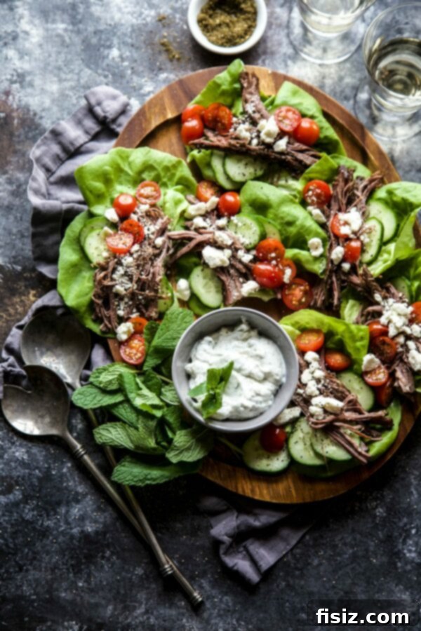 Za'atar-Spiced Slow-Cooked Steak Lettuce Wraps 2 Delicious Slow Cooker Za'atar Steak Lettuce Wraps prepared in a bowl