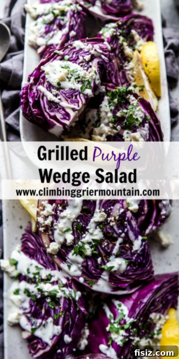 Vibrant Grilled Purple Wedge Salad 7 Overhead shot of the Grilled Purple Wedge Salad, showcasing the vibrant ingredients and elegant presentation