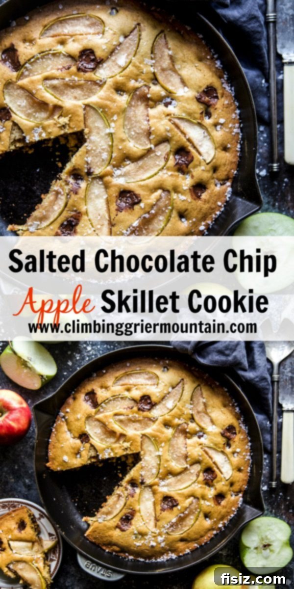 Sweet and Salty Apple Chocolate Skillet Delight 8 The ultimate Salted Chocolate Chip Apple Skillet Cookie, ready to eat.