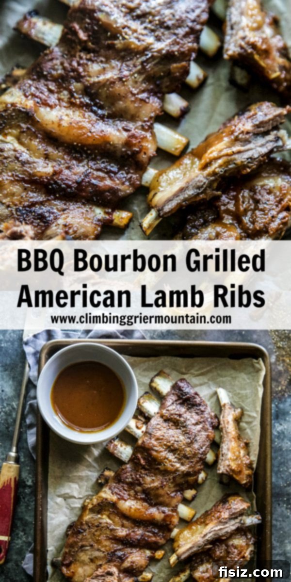 Bourbon Glazed American Lamb Ribs 8 An overhead shot of BBQ Bourbon Grilled American Lamb Ribs with a sprinkle of fresh herbs