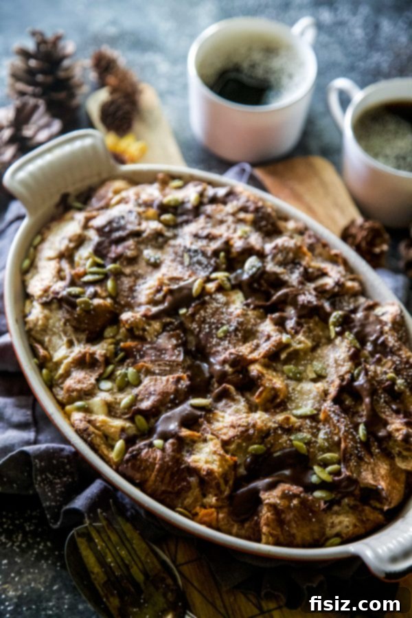 Baked Chocolate Pumpkin Croissant French Toast 3 Fall flavors in a French toast bake