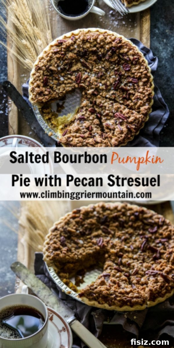 Decadent Salted Bourbon Pumpkin Pie with Pecan Streusel 8 Beautifully presented Salted Bourbon Pumpkin Pie with Pecan Streusel
