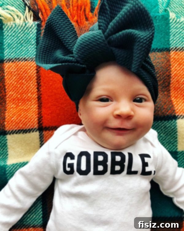 My Second Month With Charlie 7 Baby Charlie in a festive holiday outfit, ready for Thanksgiving.