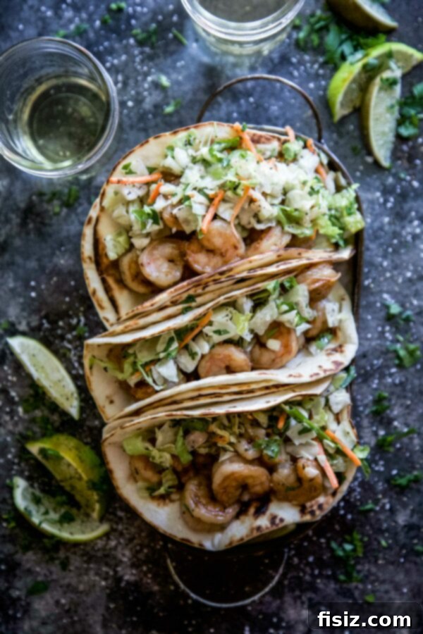 Cajun Garlic Tacos with Zesty Lime Slaw 2 Garlic Cajun Shrimp Tacos with vibrant Citrus Lime Slaw
