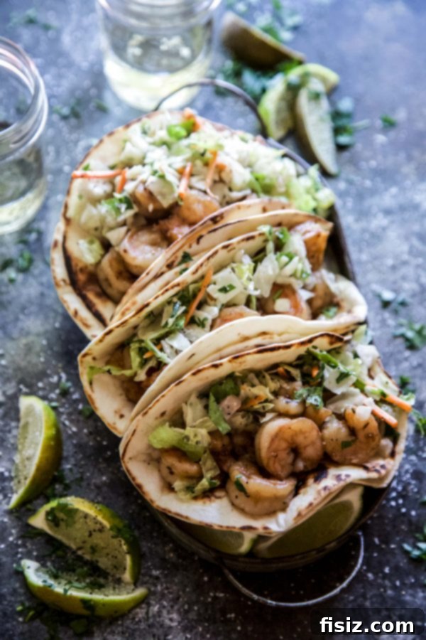 Cajun Garlic Tacos with Zesty Lime Slaw 3 Close-up of a delicious Garlic Cajun Shrimp Taco with vibrant slaw