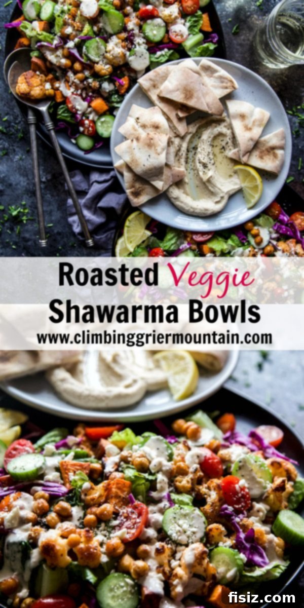 Vibrant Roasted Veggie Shawarma Bowls 8 A beautifully arranged Roasted Veggie Shawarma Bowl with colorful vegetables and a creamy tahini dressing, ready to be enjoyed.
