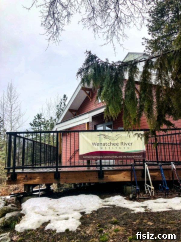 Leavenworth Washington A Bavarian Adventure Guide Stay Dine Explore 23 Group snowshoeing along a winter trail next to the Wenatchee River.