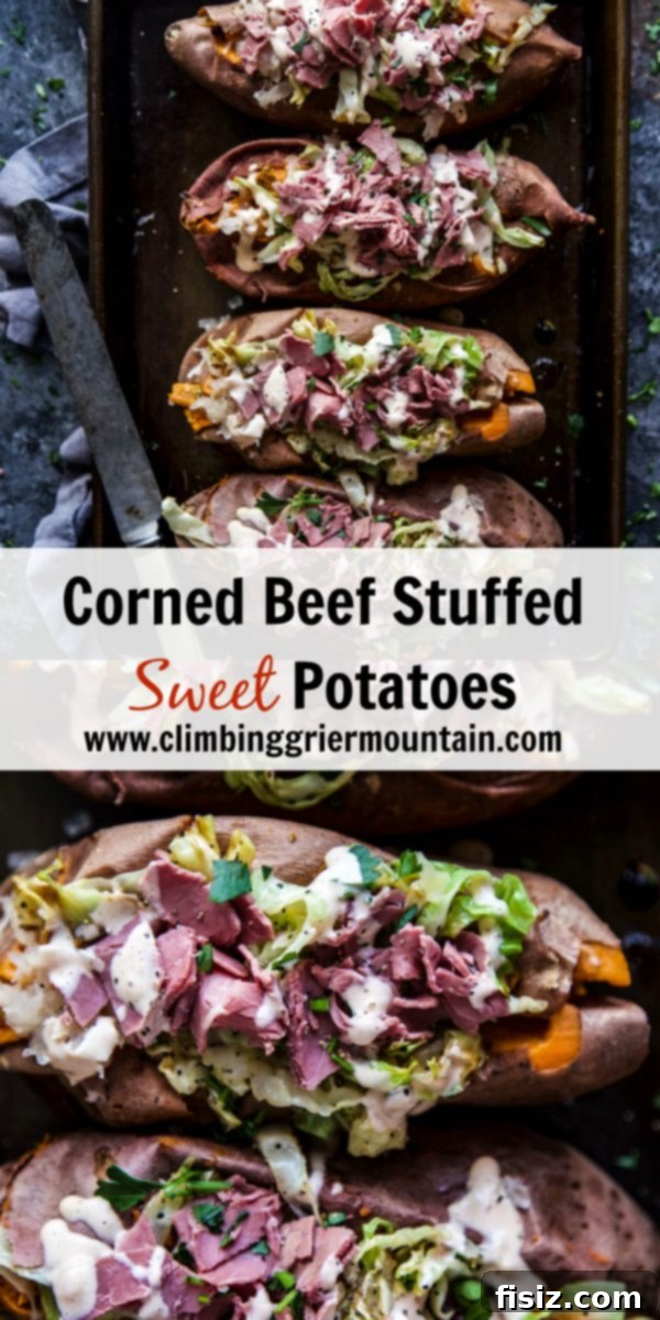 Golden Sweet Potatoes with Savory Corned Beef 7 Finished plate of Corned Beef Stuffed Sweet Potatoes