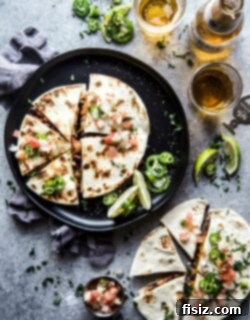 Irresistible Al Pastor Three Bean Quesadillas 7 Finished Al Pastor Three Bean Quesadilla with a side of salsa