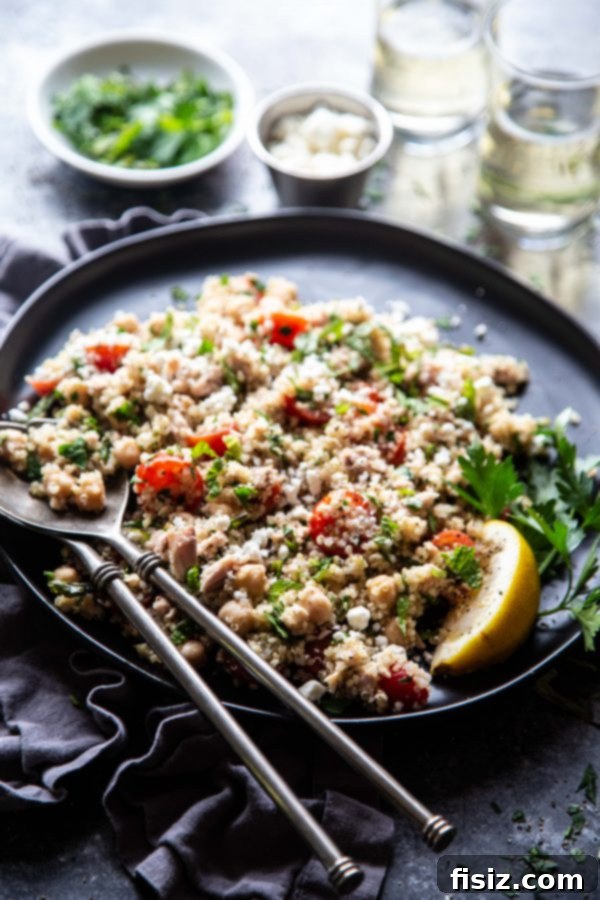 Sun-Drenched Tuna Quinoa Medley 2 Vibrant Mediterranean Tuna and Quinoa Salad, a healthy and easy meal