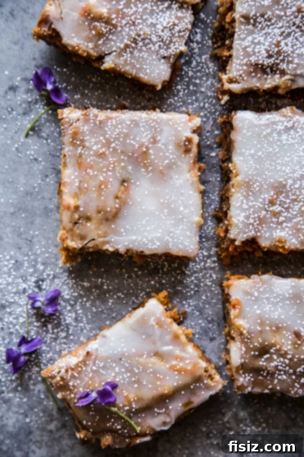 Golden Carrot Cake Blondies 6 Individual square of Carrot Cake Blondie with glaze