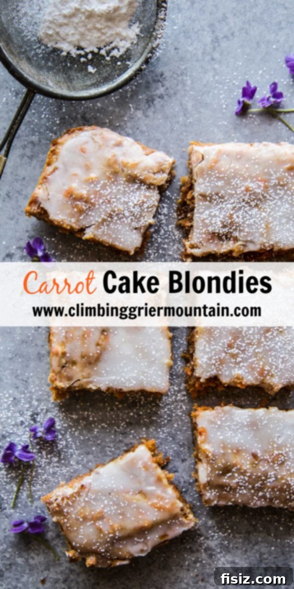 Golden Carrot Cake Blondies 8 Stacked Carrot Cake Blondies, ready to be enjoyed
