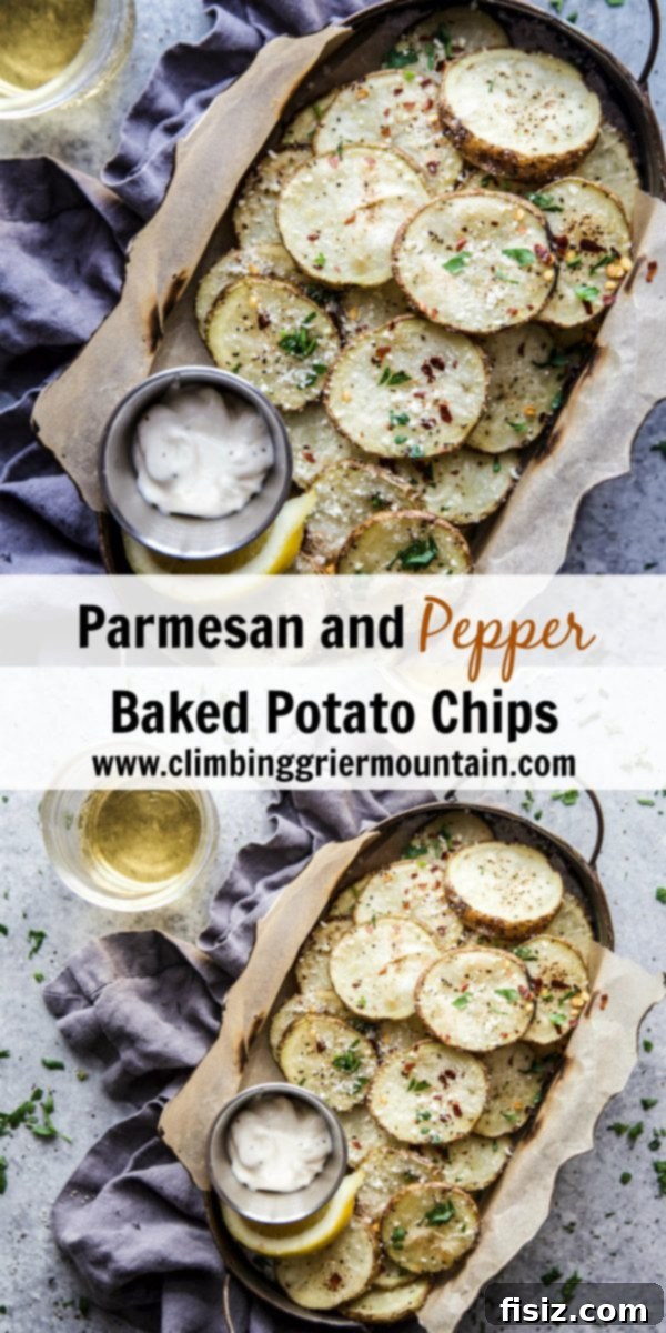 Oven-Baked Parmesan Pepper Crisps 8 Serving platter of Parmesan and Pepper Baked Potato Chips with a bowl of lemon aioli