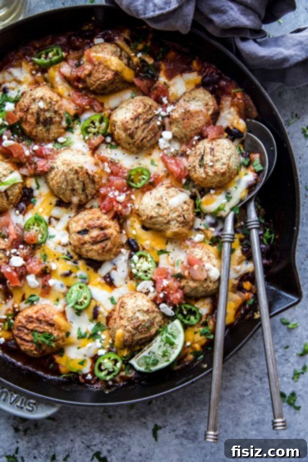 Turkey Meatball Enchilada Skillet 5 Enchilada Turkey Meatball Skillet baking in the oven