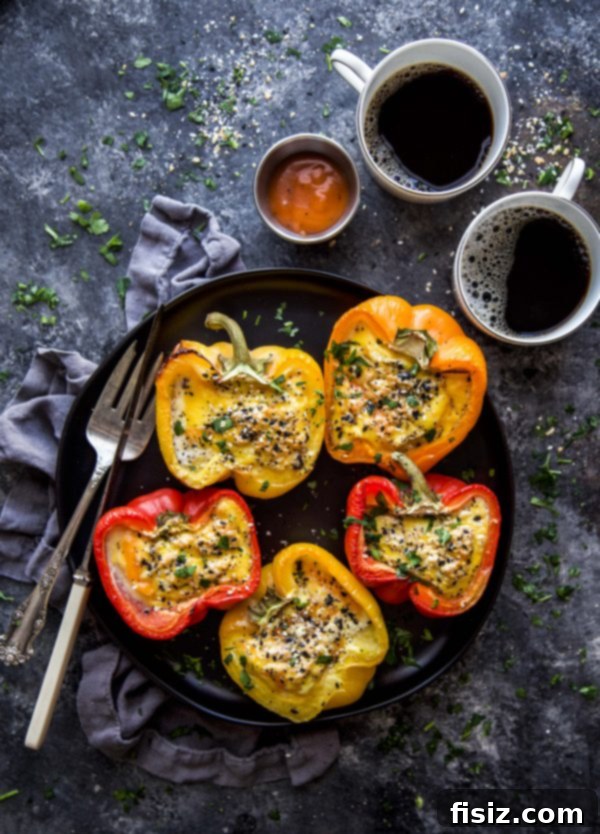 Sparkling Orange Tequila 10 Everything Omelet Peppers on a white plate, ready to serve.