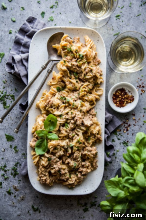 Creamy Mustard Lentil Pasta 6 Lentil Pasta with Creamy Mustard Sauce garnished with fresh basil