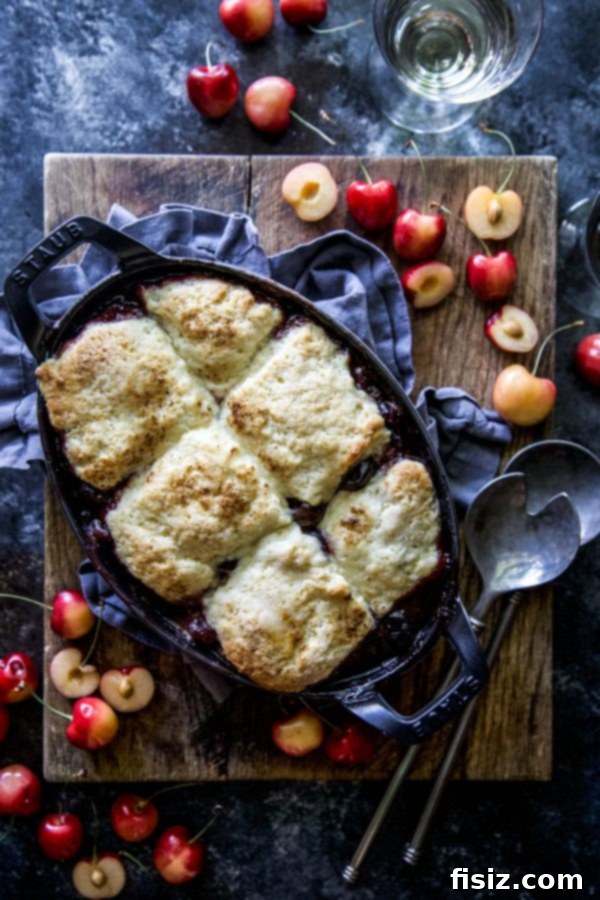 Decadent Double Chocolate Sheet Cake with Cream Cheese Frosting 11 A warm, bubbling Easy Cherry Biscuit Cobbler with a golden biscuit topping.