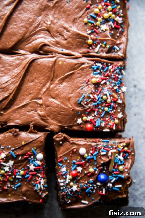 Decadent Double Chocolate Sheet Cake with Cream Cheese Frosting 5 Raw chocolate cake batter in a baking dish, ready for the oven.