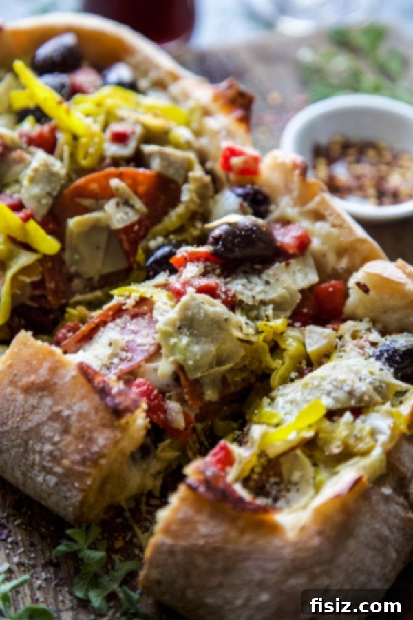 Loaded Antipasto Cheese Bread 5 Ingredients for Layered Antipasto Cheese Bread laid out