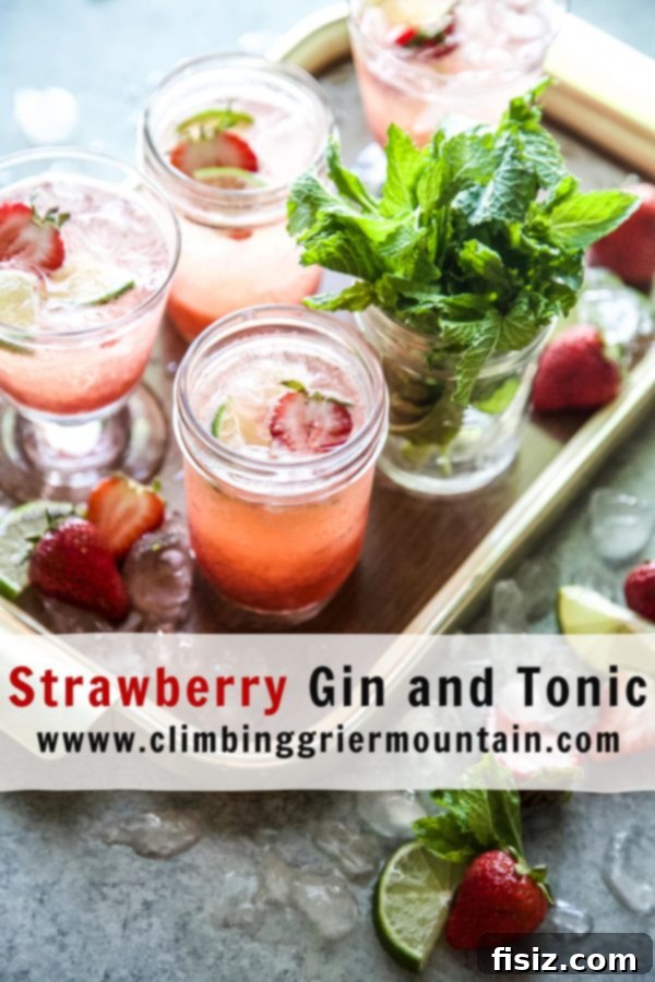 Crimson Gin Tonic 8 Seven glasses of Strawberry Gin and Tonic ready to be served