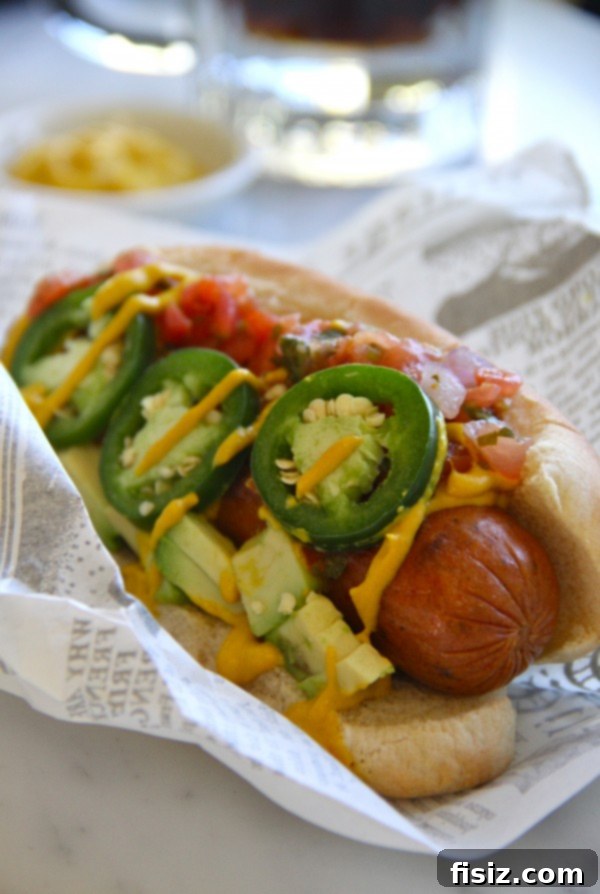 Loaded Barbecue Bison Hot Dogs 12 Flavorful Chicken Andouille Brat with fresh avocado and jalapeños