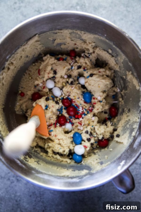 Confetti Chocolate Chip Cookies 4 Baked Firework Chocolate Chip Cookies cooling on a wire rack