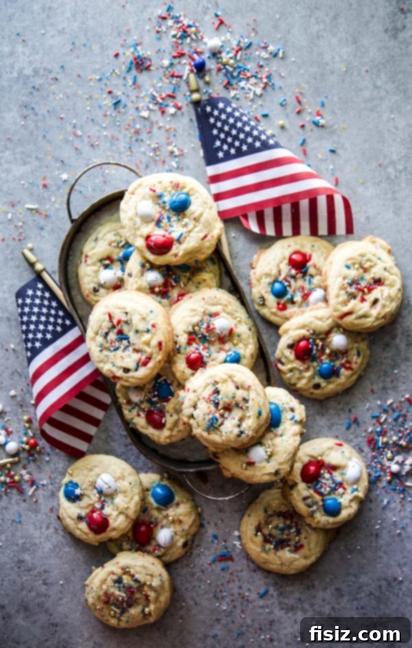 Confetti Chocolate Chip Cookies 6 Variety of Firework Chocolate Chip Cookies on a serving plate