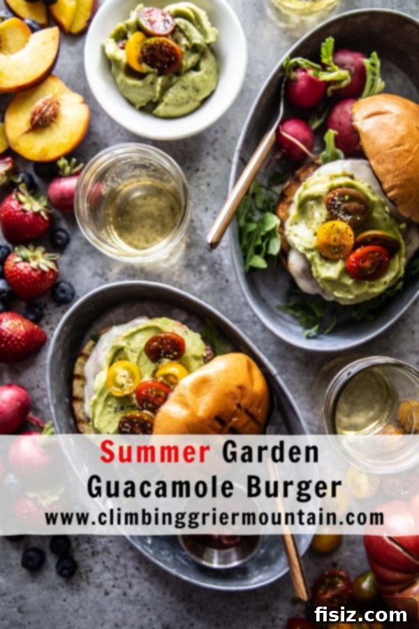 Garden Fresh Guacamole Burger 8 Close-up of a Summer Garden Guacamole Burger with a bite taken out, showing its fresh layers
