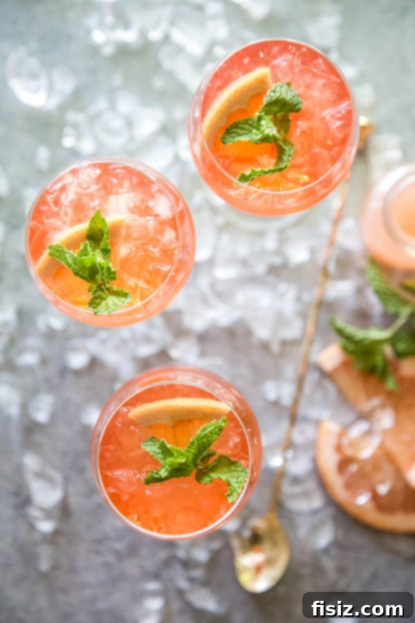 Fresh Mint Rosé Aperol Spritz 5 Pouring the Rosé-Aperol Spritz mixture into glasses with ice