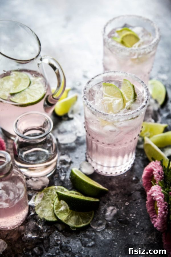 Fresh Mint Rosé Aperol Spritz 10 Vibrant Pink Lime Margarita with salted rim and lime slice