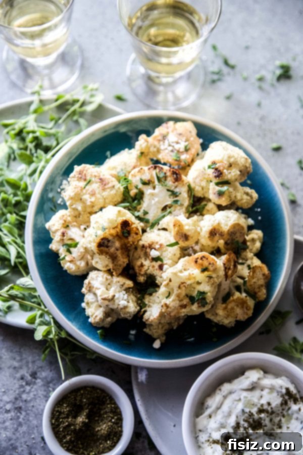 Crispy Zaatar Cauliflower Bites 5 A plate of Za'atar Baked Cauliflower Nuggets ready to be served