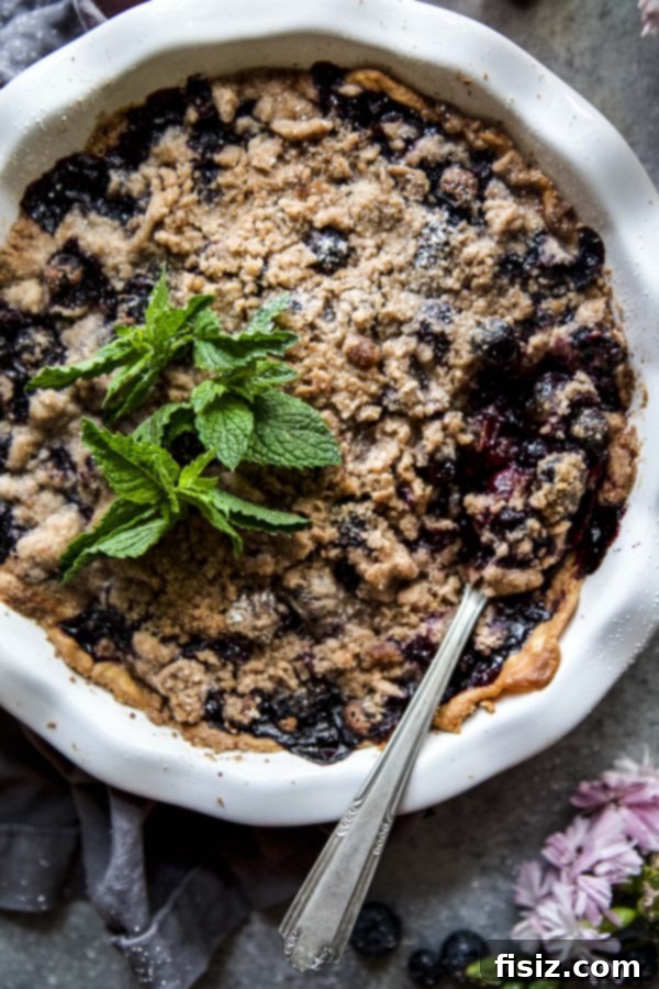 Cardamom-Kissed Blueberry Crumble Pie 3 Overhead shot of freshly baked Cardamom Blueberry Crumble Pie