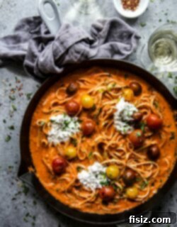 Indulgent Roasted Red Pepper Alfredo with Burst Tomatoes and Creamy Burrata 8 img 29154 7