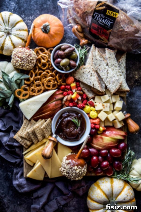 Autumn Bounty Platter 3 Close-up of Hearty Grains & Seeds bread slices on a Harvest Charcuterie Board.