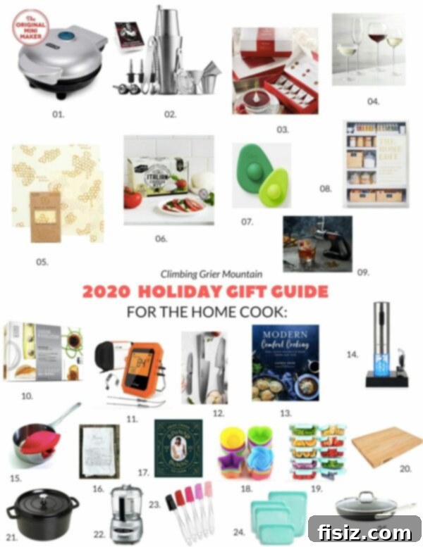 CGM 2020 Holiday Gift Guide Inspire the Home Cook 2 Selection of kitchen gifts including a mini maker, cocktail shaker, and tea set.
