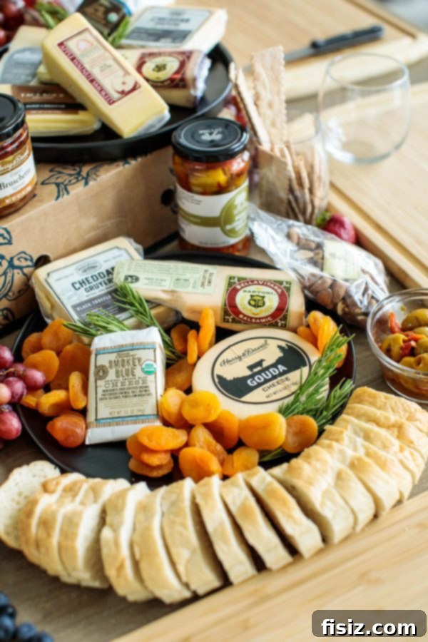 Smoky Apple Walnut Macaroni Gratin 6 A beautifully arranged charcuterie board featuring Harry & David gourmet cheeses and accompaniments.