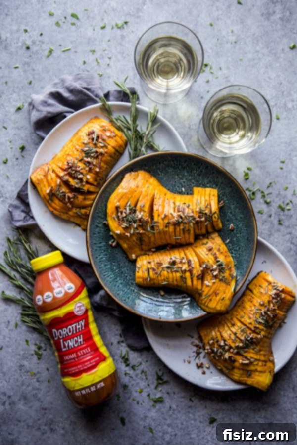 Dorothy Lynch Glazed Hasselback Butternut Squash 3 Beautifully prepared Hasselback Butternut Squash ready for roasting