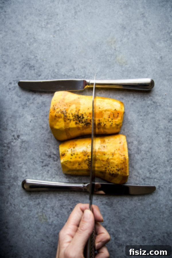 Dorothy Lynch Glazed Hasselback Butternut Squash 4 Close-up of Hasselback Butternut Squash with dressing applied