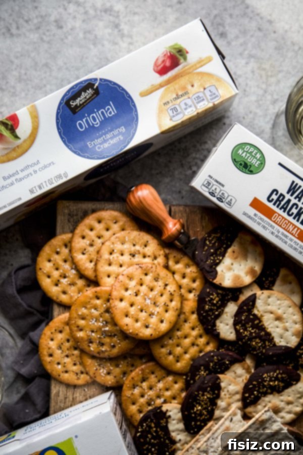 Festive Crackers: 3 Easy DIY Ideas 4 A platter of golden-brown seasoned baked crackers, ready to serve.