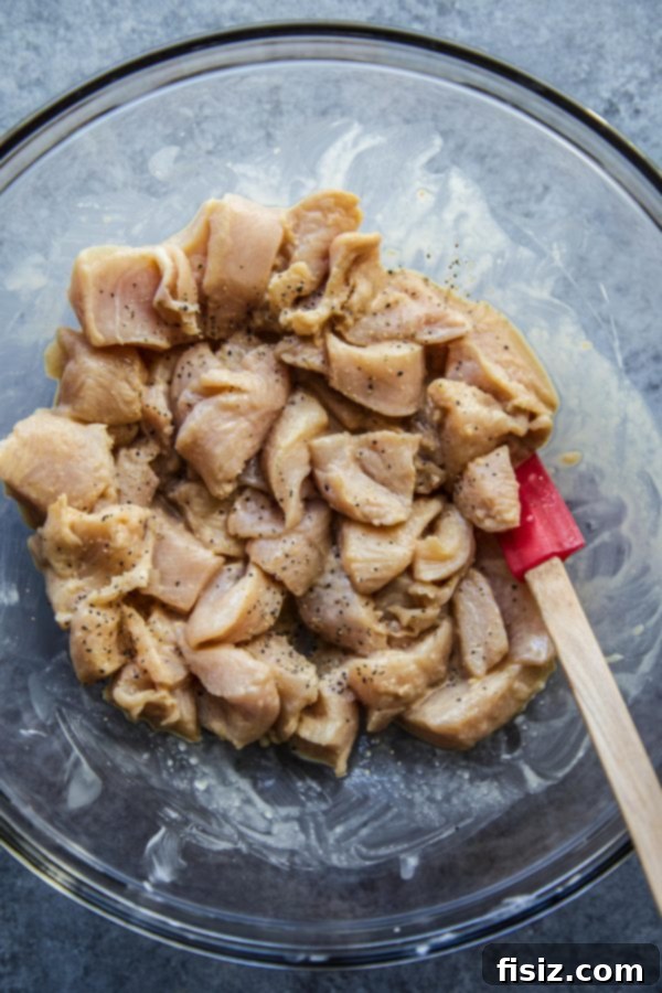 Effortless Kung Pao Chicken 4 Chicken marinating for Kung Pao